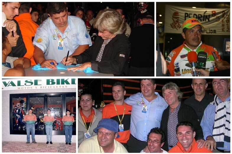 Collage de imágenes del piloto grancanario y gerente de Valsebike, con negocio abierto en Telde (Foto TA) 